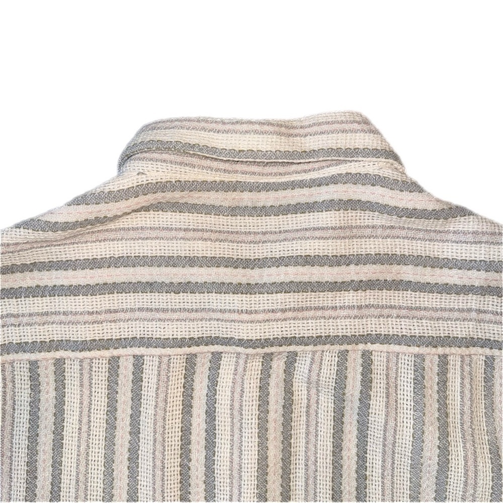 Zara Men's Casual Striped Shirt - Cream and Blue - Picture 5 of 6